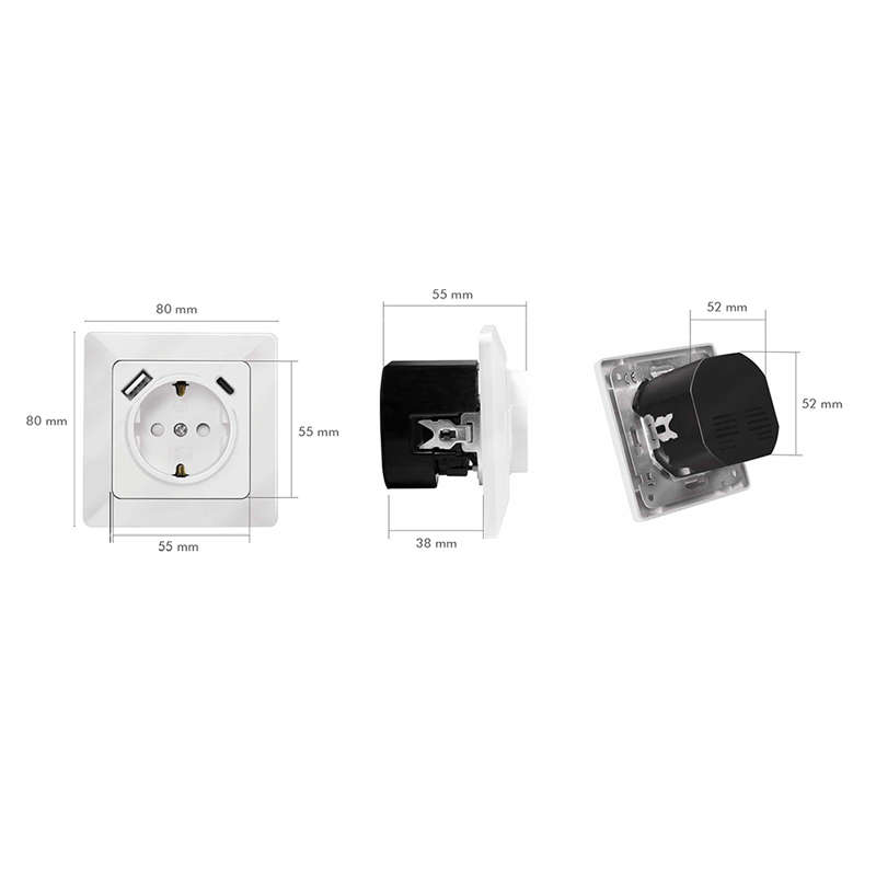 Logilink Unterputz-Steckdose, 1x CEE 7/3, 1x USB-A, 1x USB-C, Einbautiefe: 38 mm