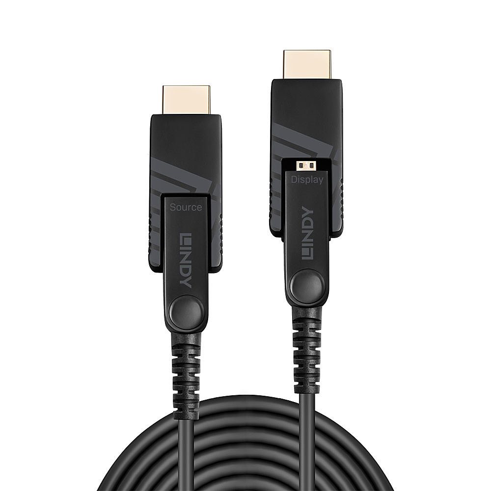 Lindy 30m Fibre Optic Hybrid Micro-HDMI 4K60 Kabel mit abnehmbaren HDMI- & DVI-Steckern
