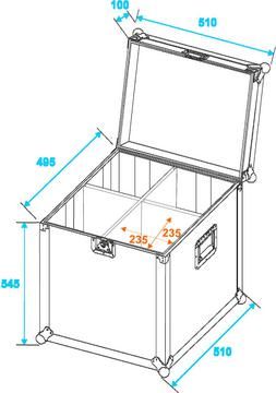 Roadinger Flightcase 4x PAR-64 Spot lang Haken