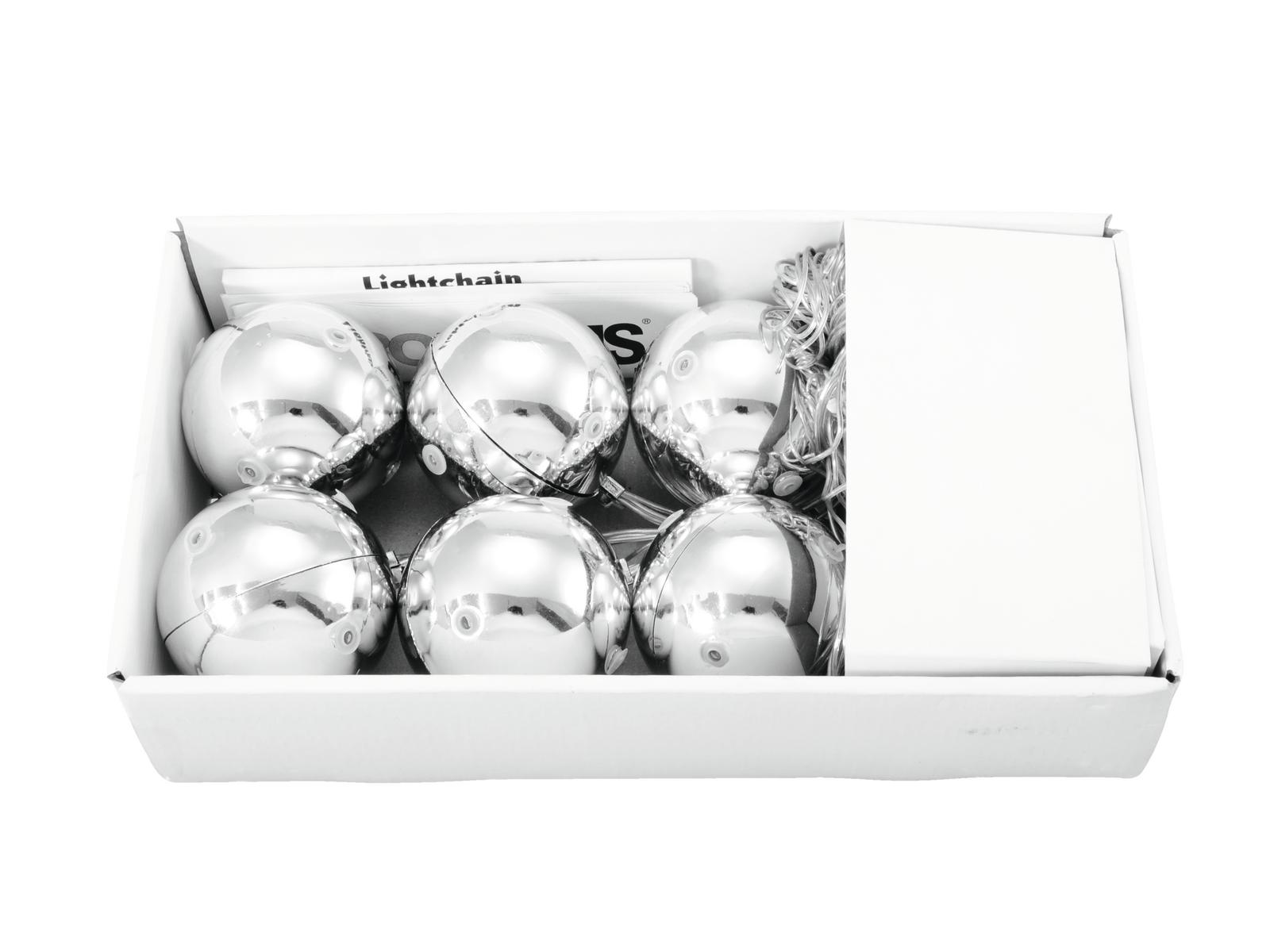 Europalms LED Weihnachtskugel 6cm,silber 6x
