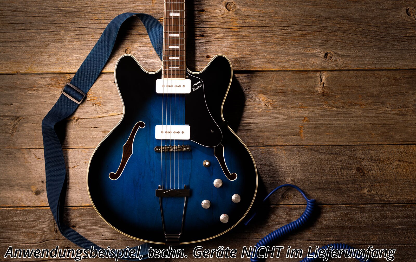 Vox Bobcat V90 Sapphire Blue, halbakustische E-Gitarre inkl. Koffer