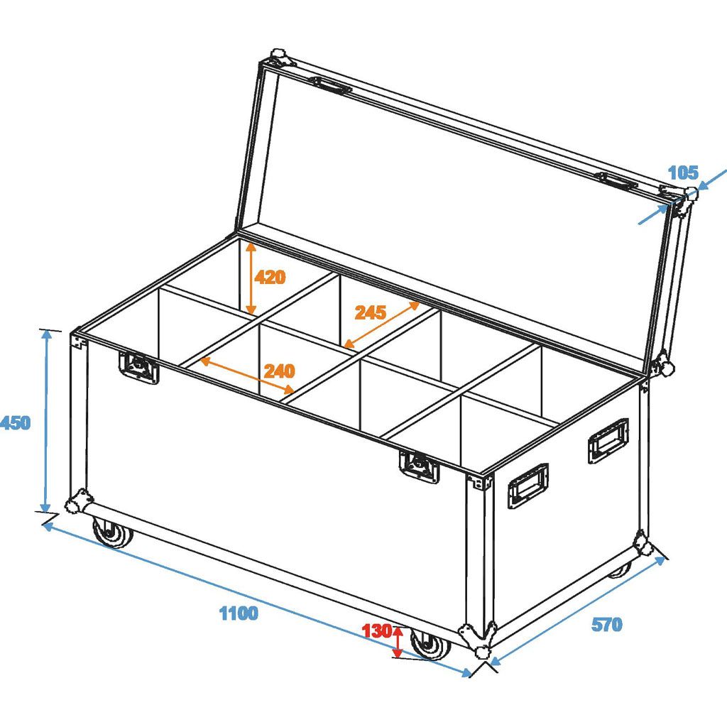 Roadinger Transportcase für 8x PAR-64/ML-56