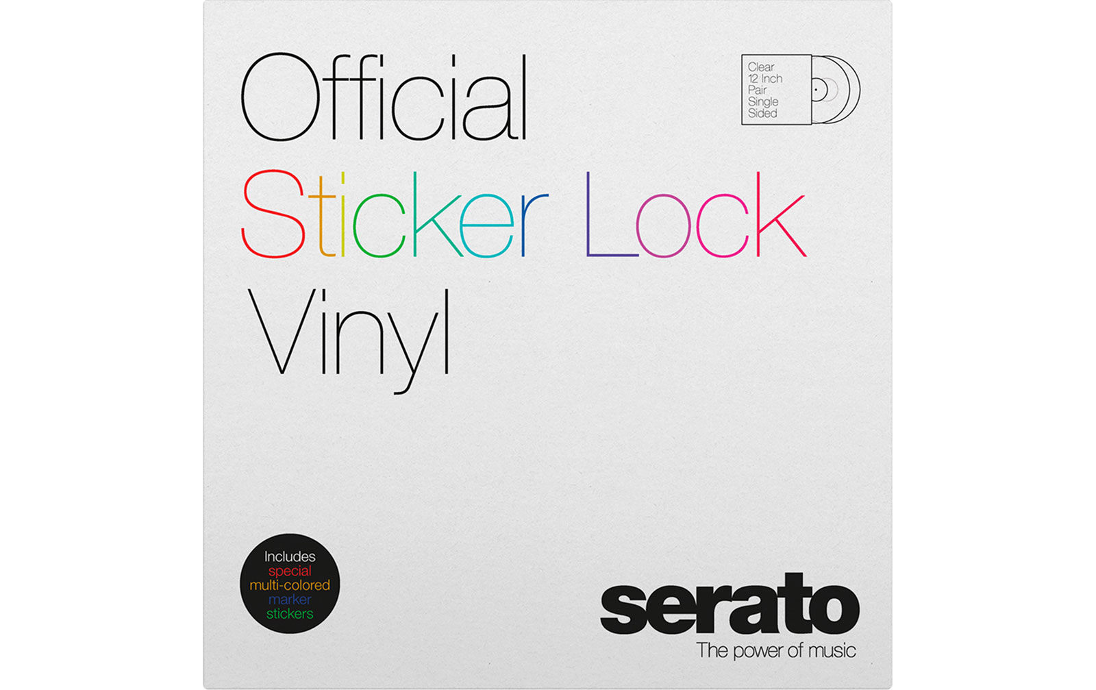 Serato 2x12" Sticker Lock Control Vinyl Pressung in Clear, inkl. Sticker Set für Cue Punkte, Control Tone jeweils nur auf der A-Seite