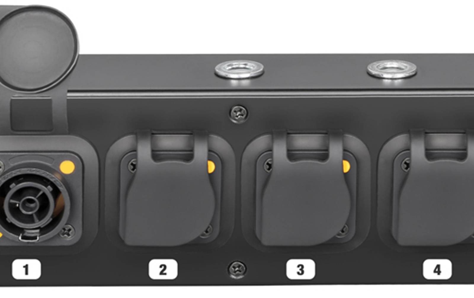 Adam Hall PROPORT 4 TT Stromverteiler 1 x Schwarz & Gelb Power Input 5 x Schwarz & Gelb Power Output