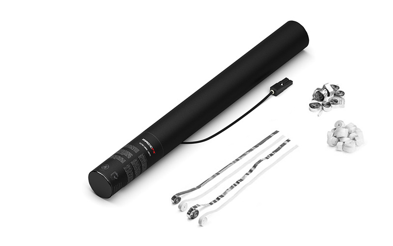 Magic FX Elektrische Luftschlangen Kanone 50cm Weiß/Silber