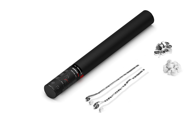 Magic FX Handheld Luftschlangen Kanone 50cm Weiß/Silber