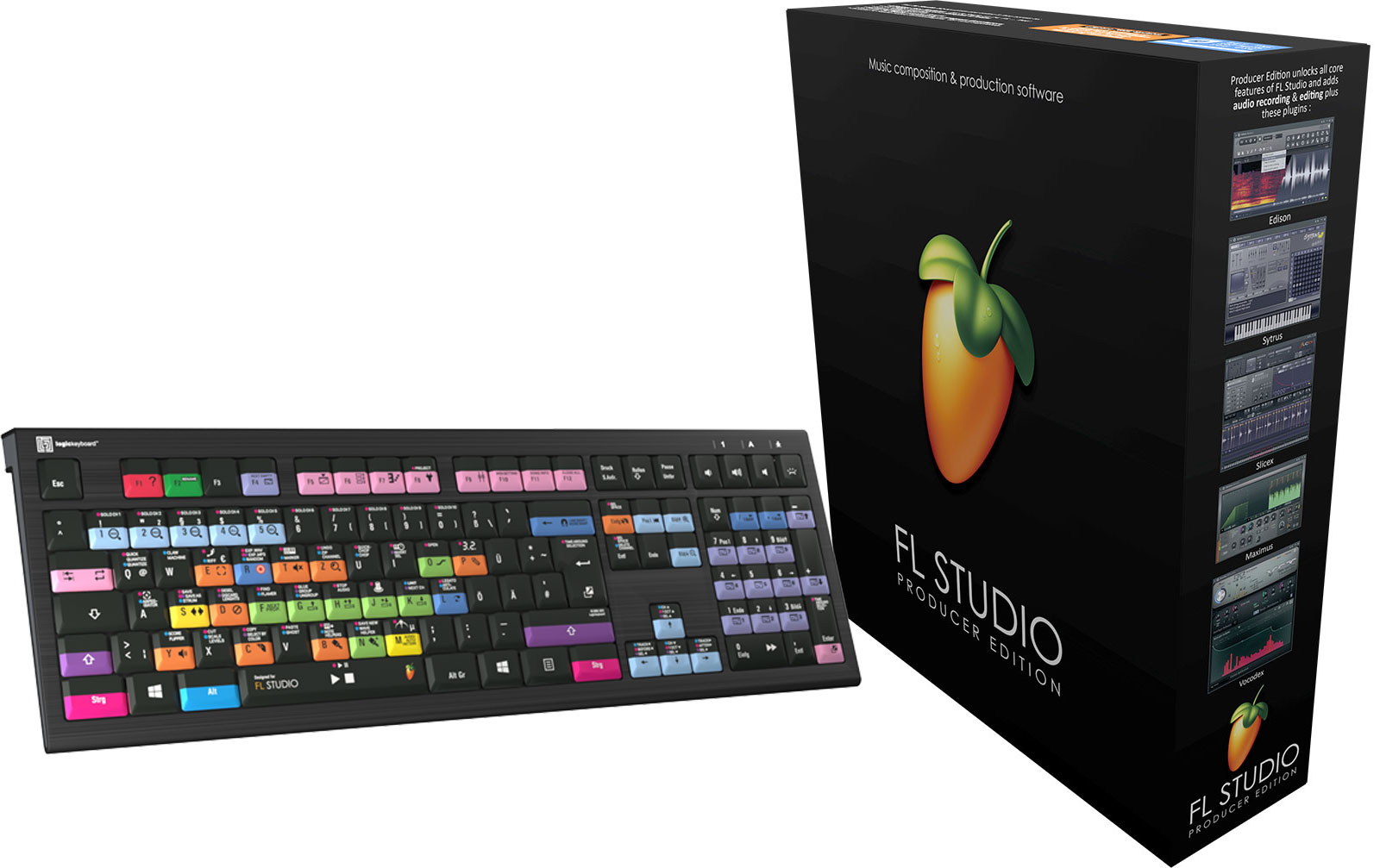 Image Line FL Studio 20 - Producer Edition - Box & LogicKeyboard FL Studio Astra 2 DE (PC)