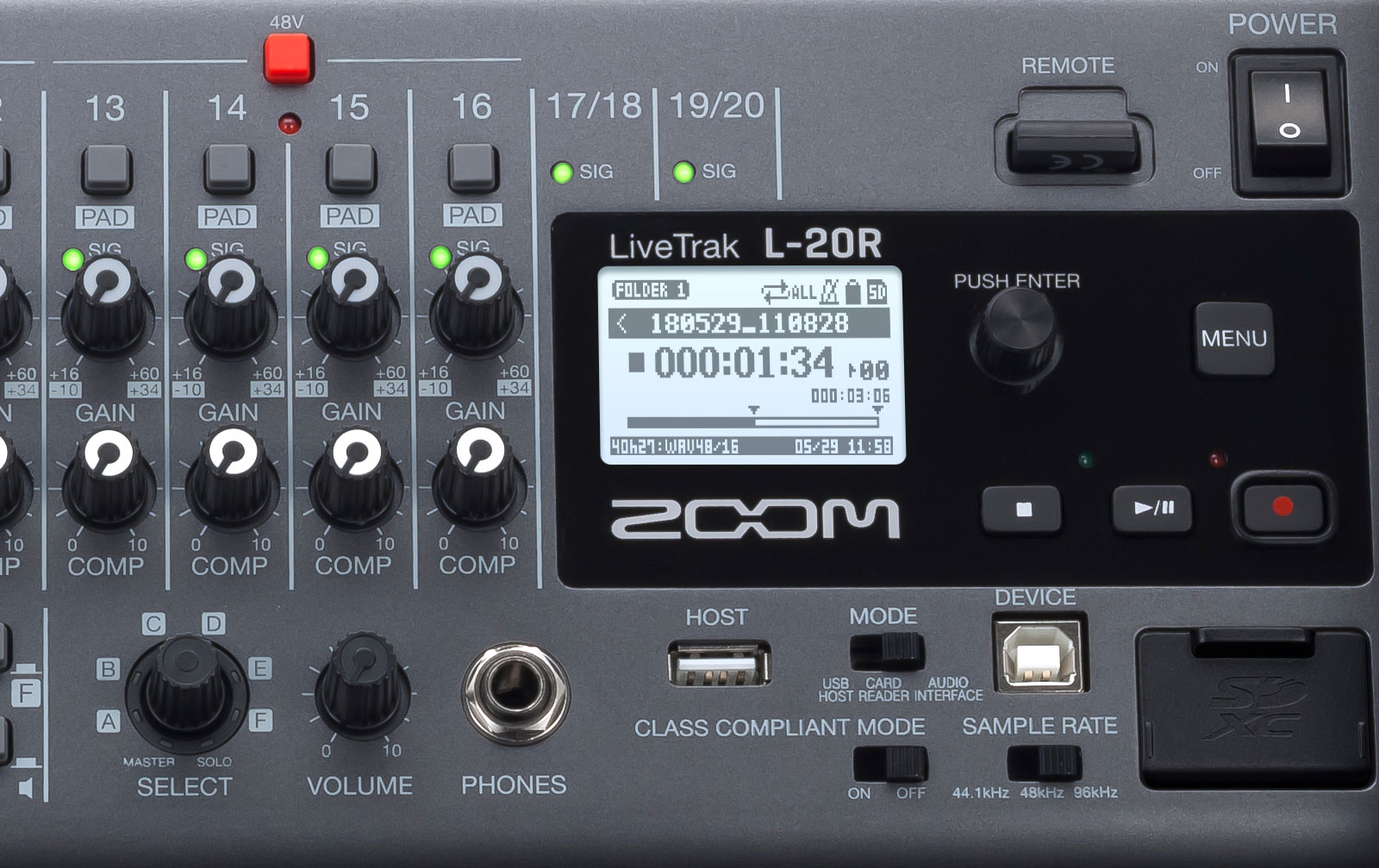 Zoom L-20R LiveTrak - Digital Mixer and Recorder
