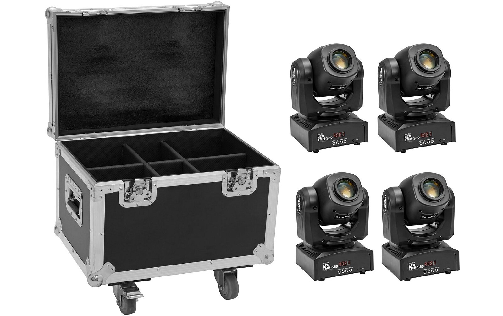 Eurolite Set 4x LED TMH-S60 Moving-Head-Spot + Case