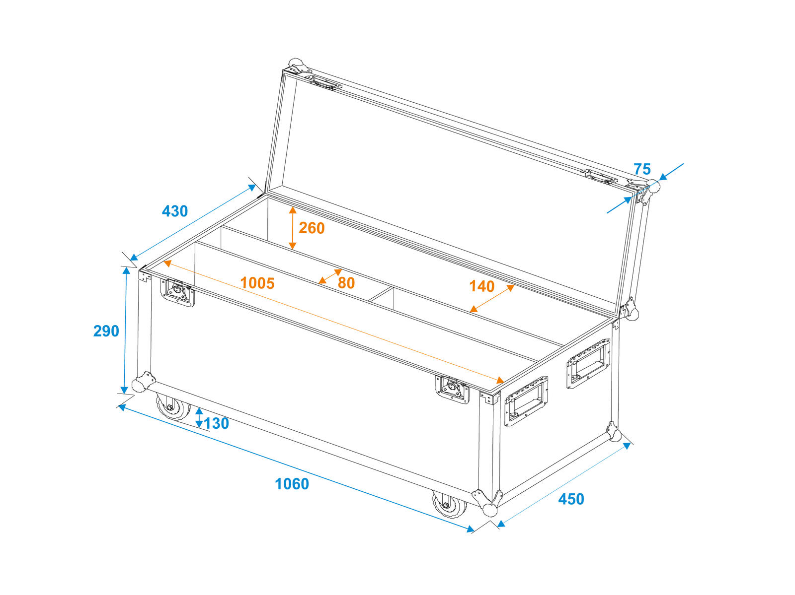 Roadinger Flightcase 2x LED TMH Bar-S120 mit Rollen