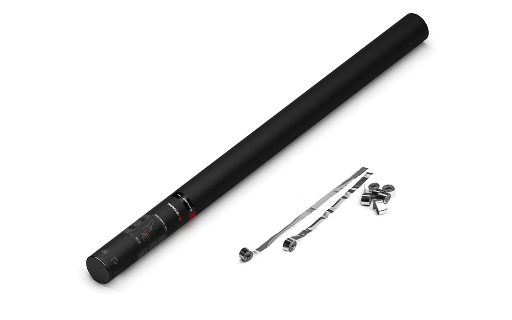 Magic FX Handheld Luftschlangen Kanone Pro 80cm Silber Metallic