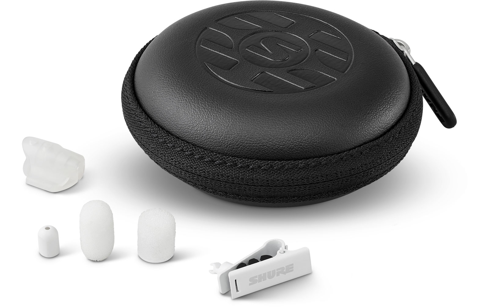 Shure DL4W/O-LM3-A DuraPlex DL4 Lavaliermikrofon, Kugelcharakteristik, LEMO-Stecker, weiss, inkl. Zubehör