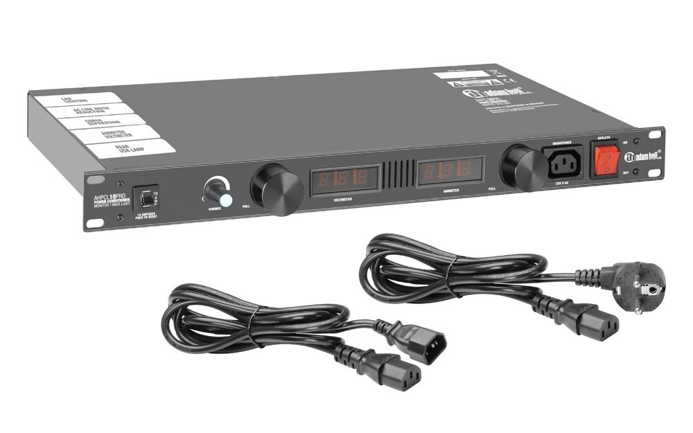 Adam Hall PCL 10 PRO Power Conditioner mit Volt- und Amperemeter, Display und Rack-Beleuchtung