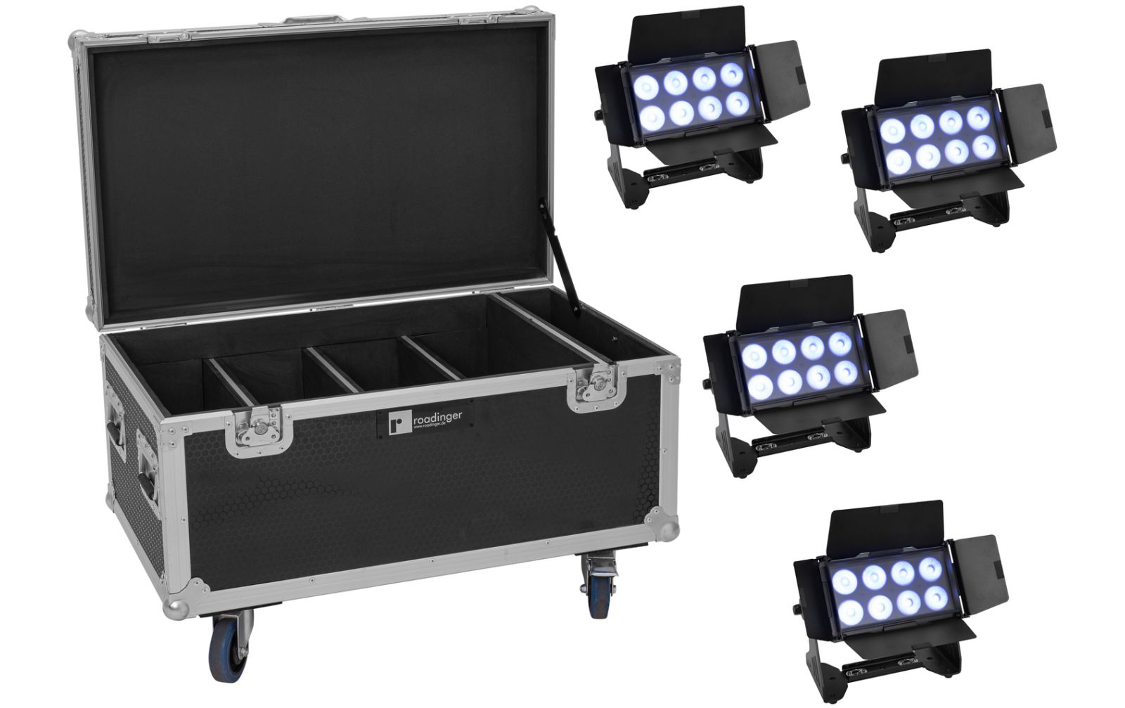 Eurolite Set 4x Multiflood IP 8x10W RGBW Wash + Case