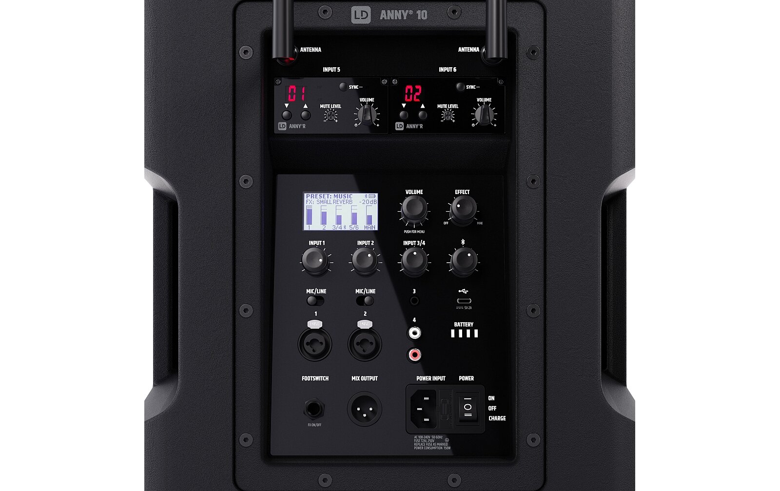 LD Systems ANNY® 10 HHD 2 B8 - 10" Mobiler Bluetooth® PA-Lautsprecher mit Akku, Mixer und 2x Funkmikrofon