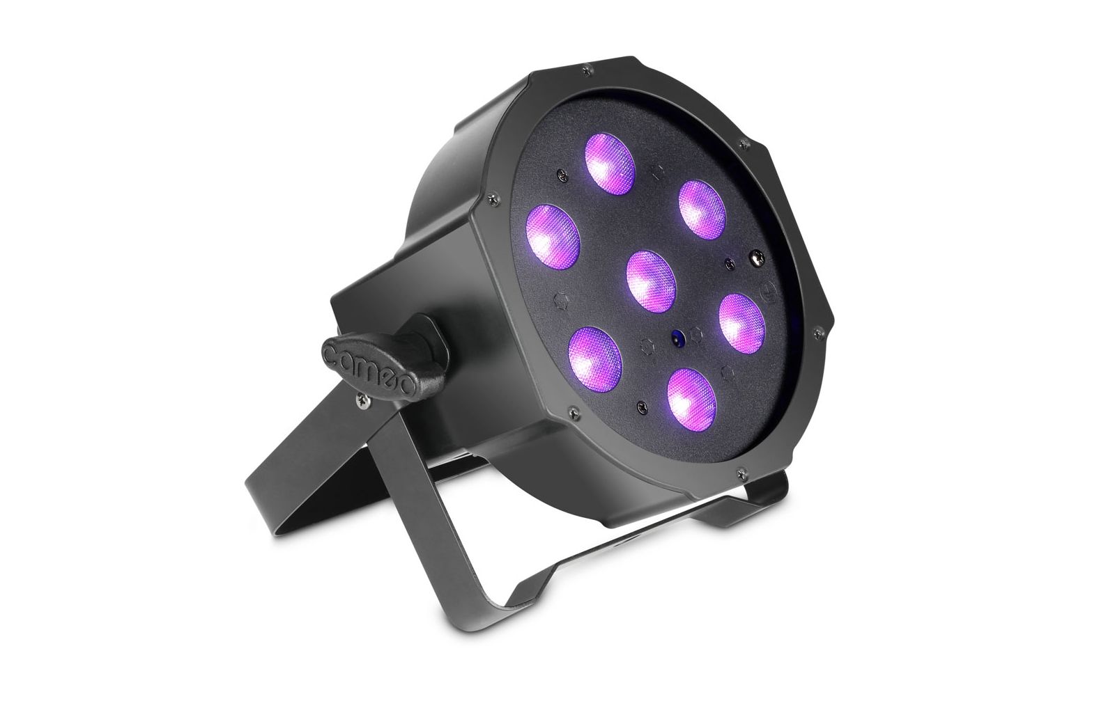 Cameo Flat PAR Can 7X3W UV IR 7 x 3 W High Power FLAT LED UV PAR-Scheinwerfer in schwarzem Gehäuse
