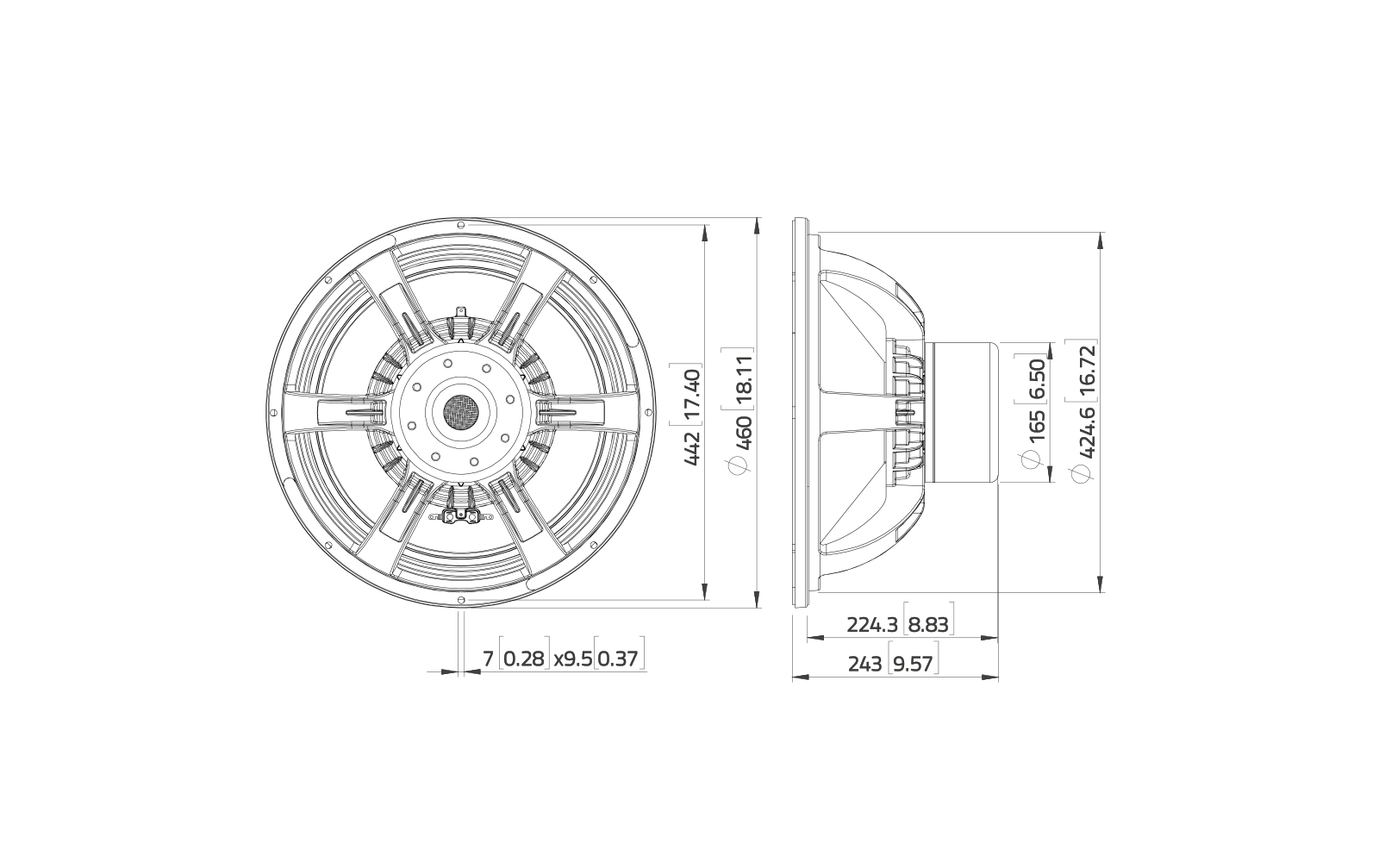 LAVOCE SAN184.51 18" Subwoofer, Neodym, Alukorb