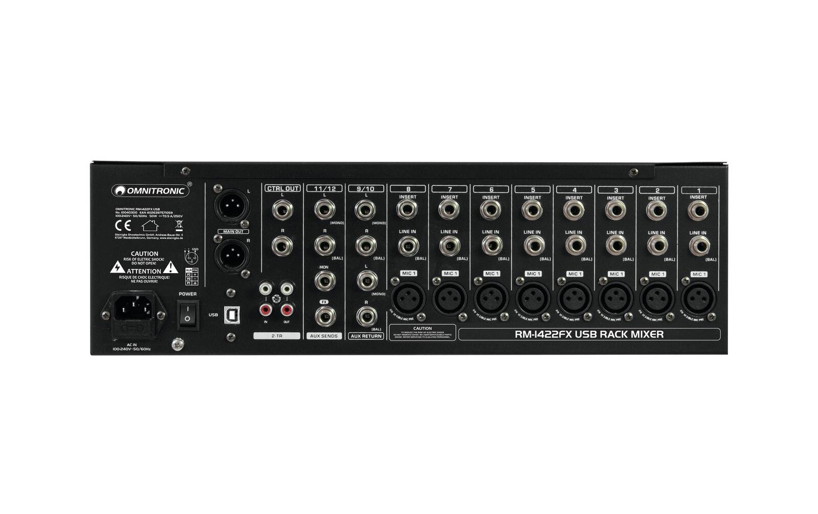 Omnitronic RM-1422FX USB Rack-Mixer