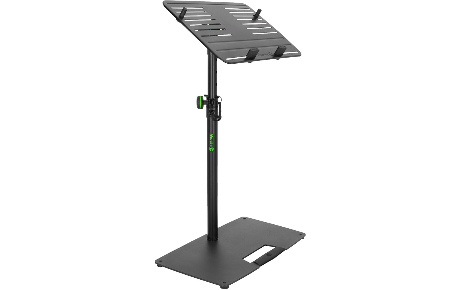 Gravity LTS T 02 B - Universal Laptop-Ständer mit verstellbaren Haltepins und Stahlfuß, Schwarz