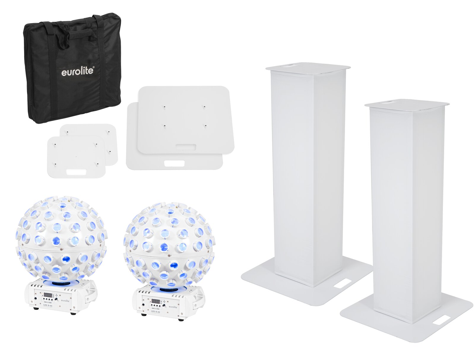 Eurolite Set 2x Stage Stand 100cm + 2x LED B-40 HCL Strahleneffekt weiß
