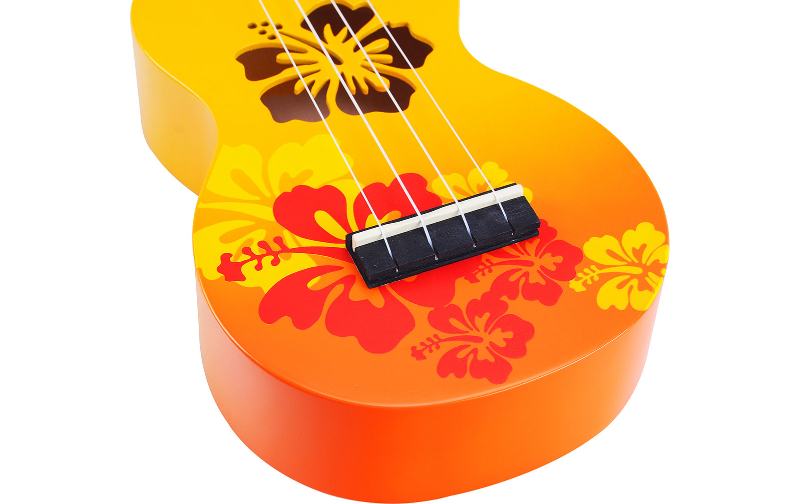 Mahalo Designer Ukulele Hibiscus (Orange Burst)