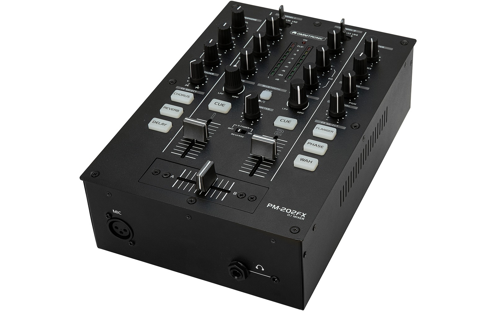 Omnitronic PM-202FX 2-Kanal-DJ-Mixer mit Filter, FX und Bluetooth