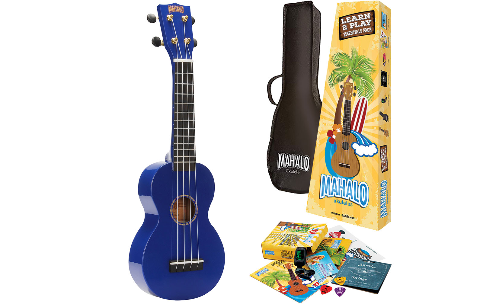 Mahalo Rainbow Ukulele Blue - Learn 2 Play Pack