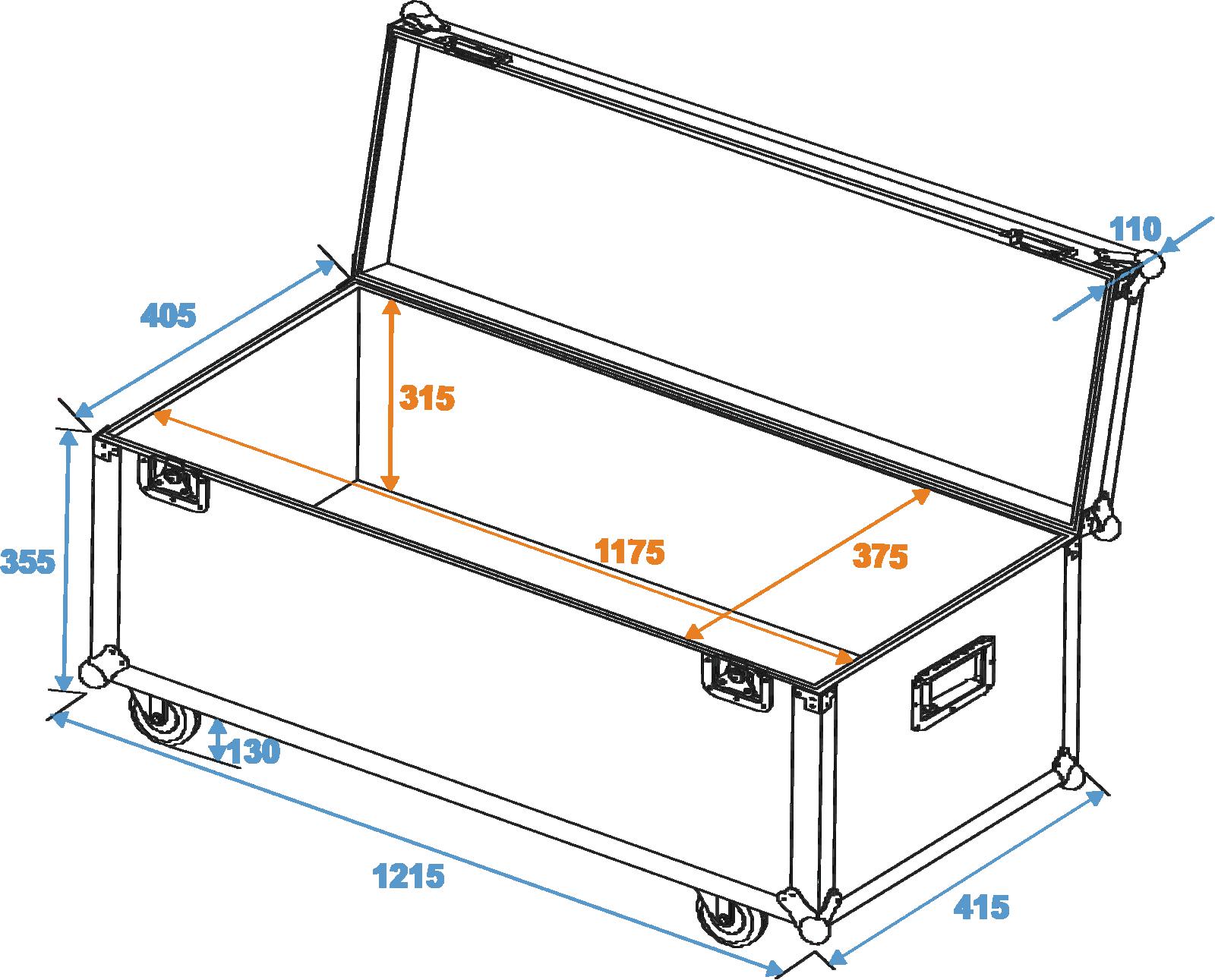 Roadinger Universal-Transport-Case 120x40cm mit Rollen