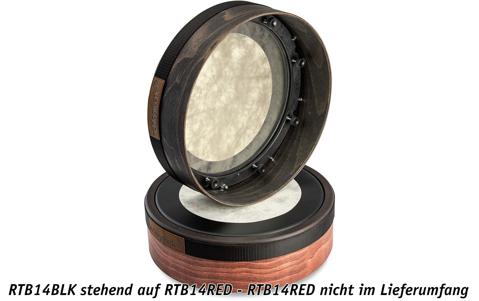 Schlagwerk RTB14BLK Bodhran NeoTrad, Black Brown, 14" Mylarhead, inkl. BT24