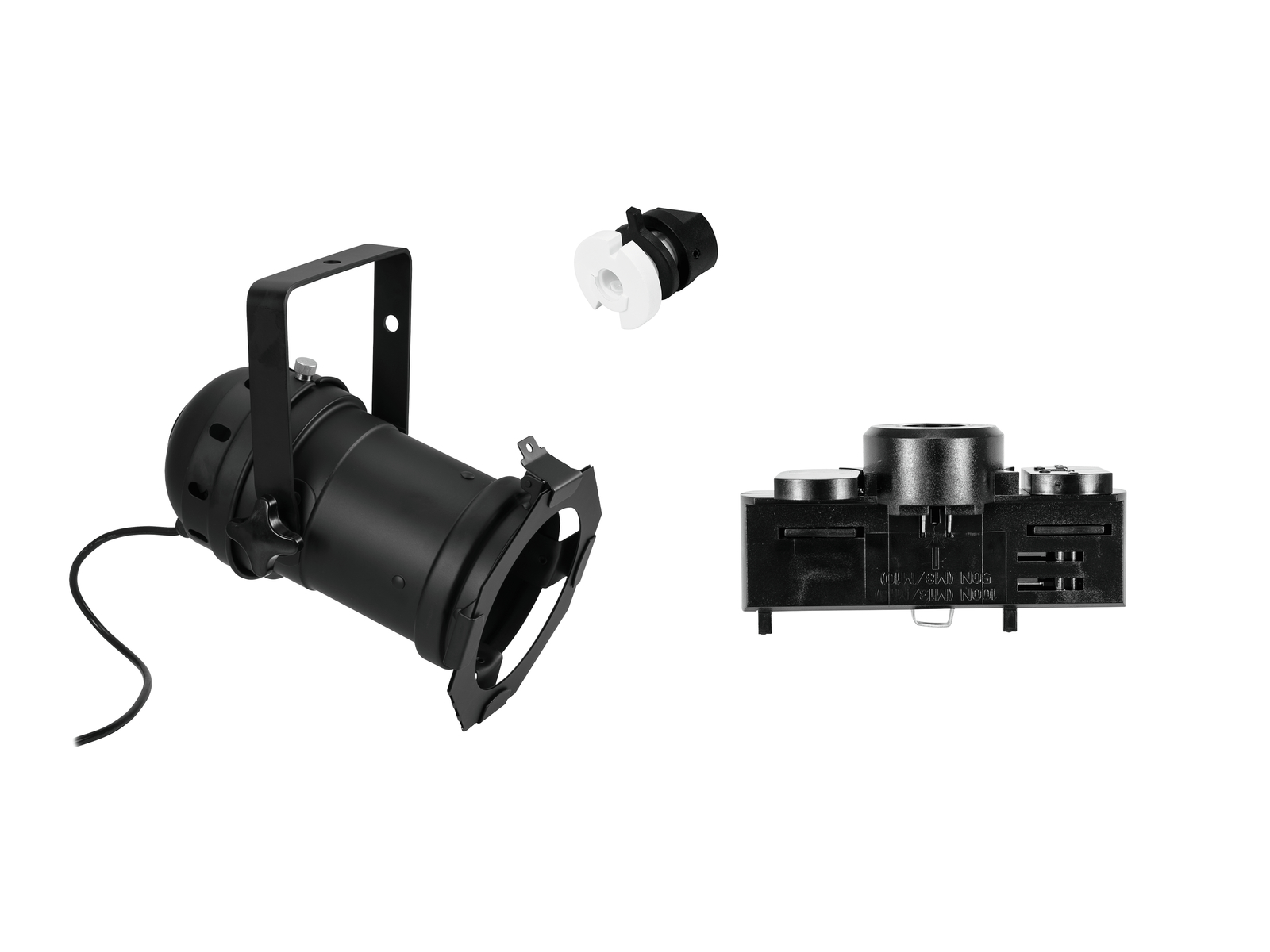 Eurolite Set DIY PAR-46 Spot E-27 + Stromschienenadapter, 3-phasig, schwarz