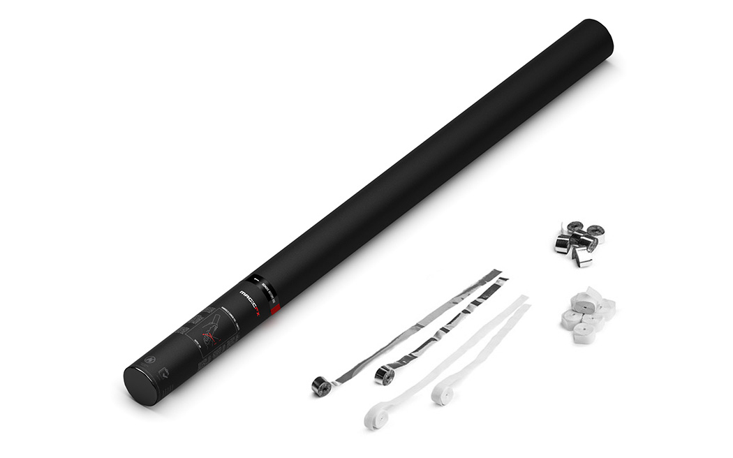 Magic FX Handheld Luftschlangen Kanone Pro 80cm Weiß/Silber