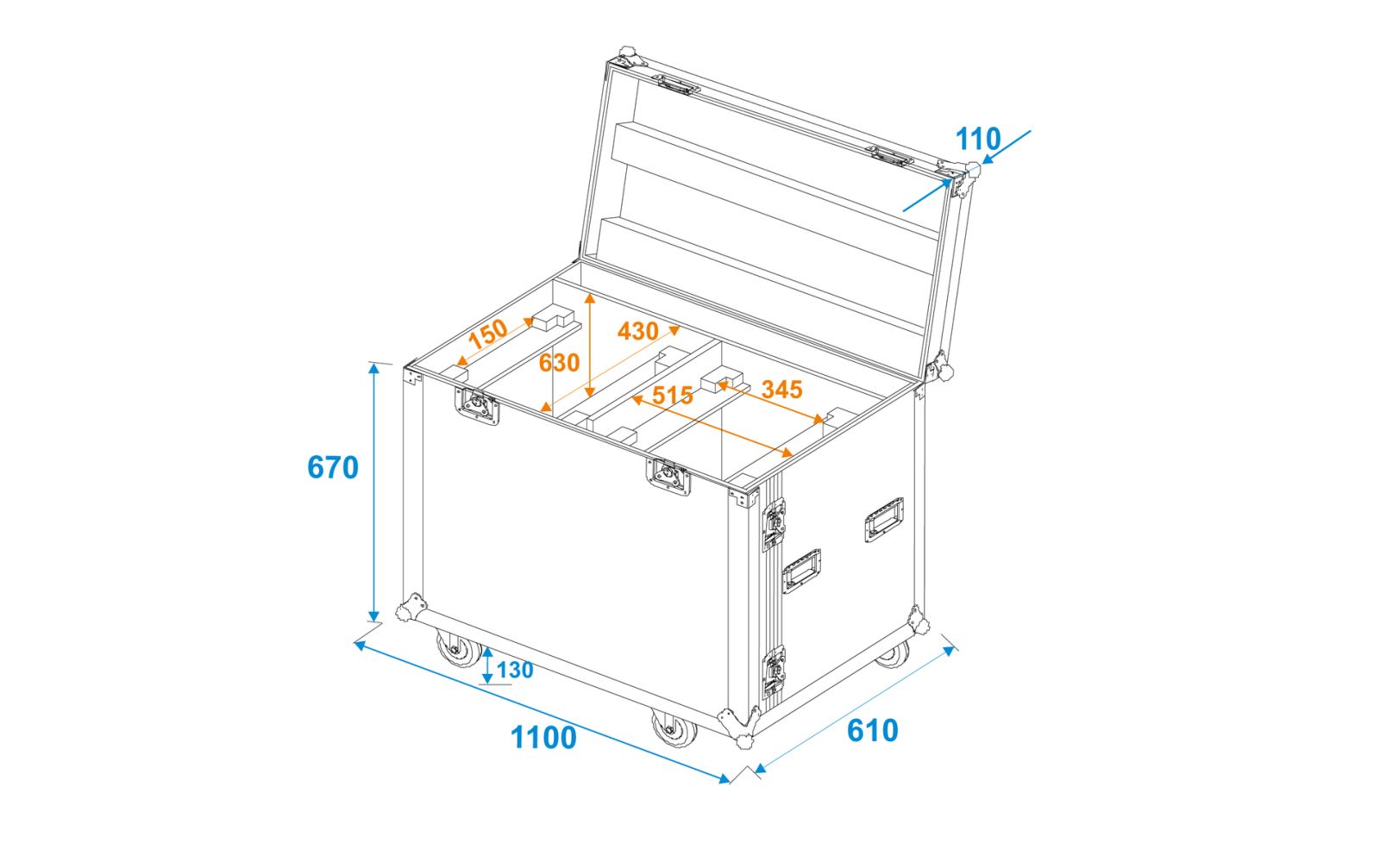 Roadinger Flightcase 2x IP PLH/PLB 420