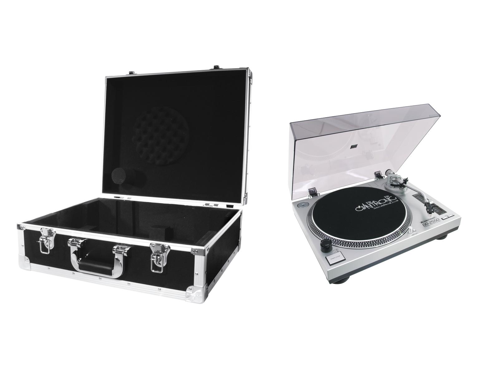 Omnitronic Set DD-2550 USB-Plattenspieler sil + Case schwarz -S-