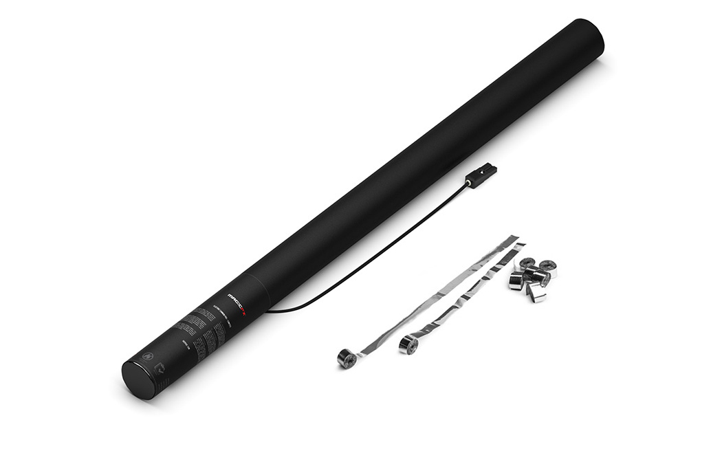 Magic FX Elektrische Luftschlangen Kanone Pro 80cm Silber Metallic