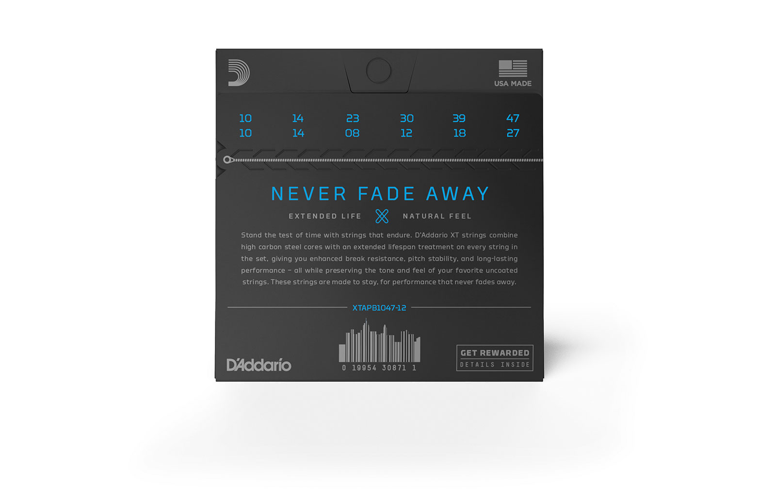 D'Addario XTAPB1047-12, XT Acoustic Phosphor Bronze, 12-String Light, 10-47