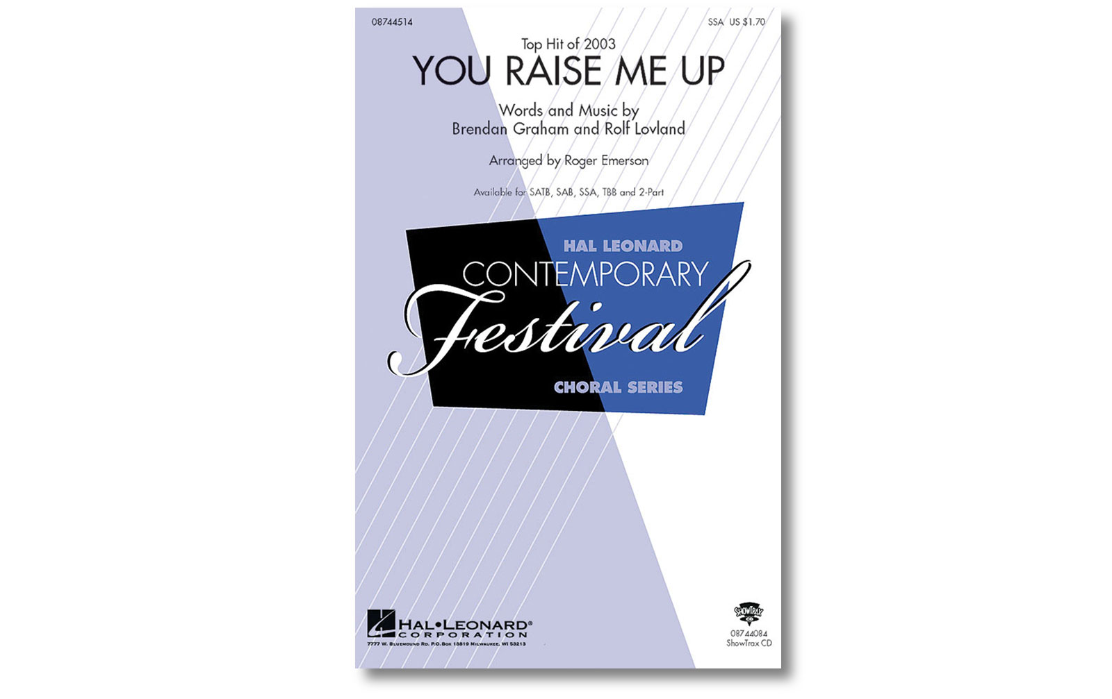 You raise me up, Brendan Graham, SSA and Piano, Chorpartitur, Sprache: English (UK)