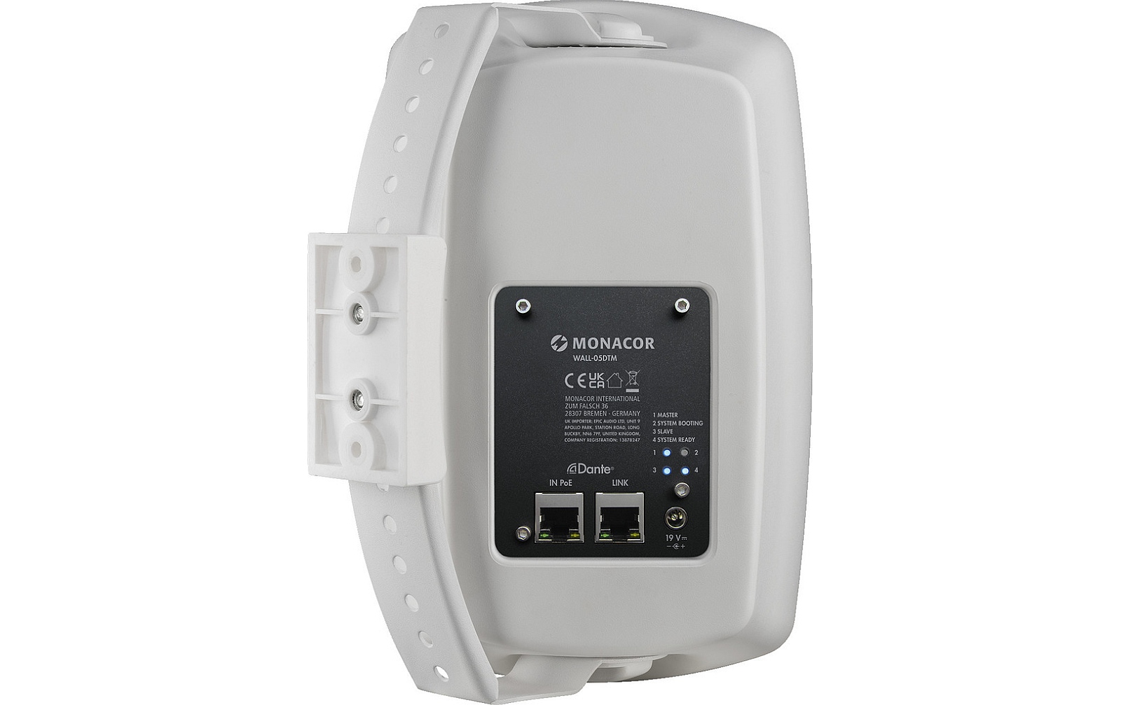 Monacor WALL-05DTM/WS Aktivlautsprecher mit integriertem Dante-Modul