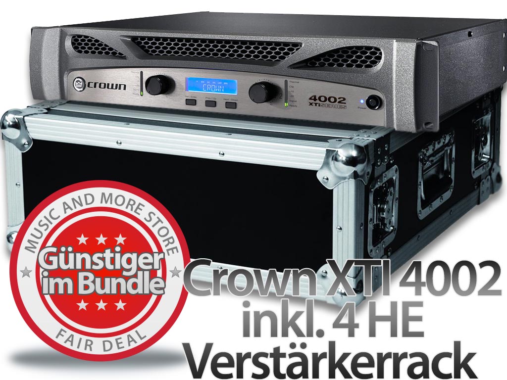 Crown XTI 4002 inkl. 4 HE Verstärkerrack
