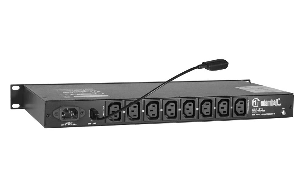 Adam Hall PCL 10 PRO Power Conditioner mit Volt- und Amperemeter, Display und Rack-Beleuchtung