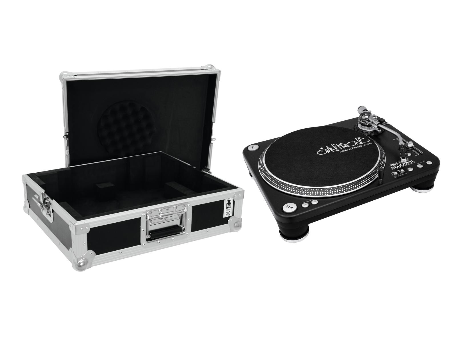 Omnitronic Set DD-5220L Plattenspieler sw + Case Tour Pro schwar