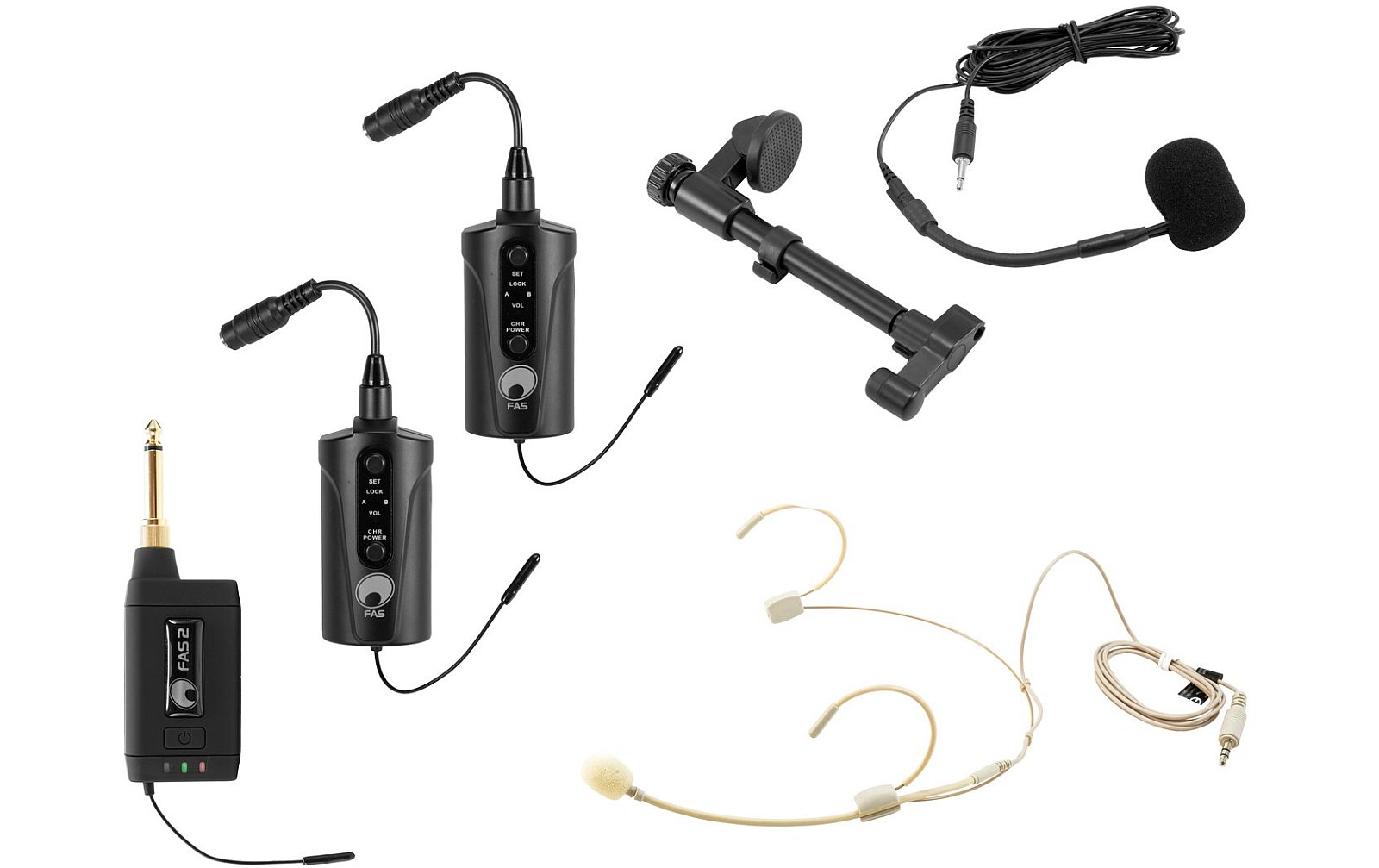 Omnitronic Set FAS TWO + 2x BP + Headset + Akustikgitarren-Mikrofon 660-690MHz