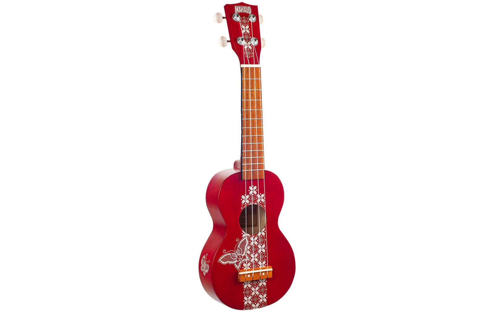 Mahalo Kahiko Batik Series Soprano Ukulele - Trans Red w/bag