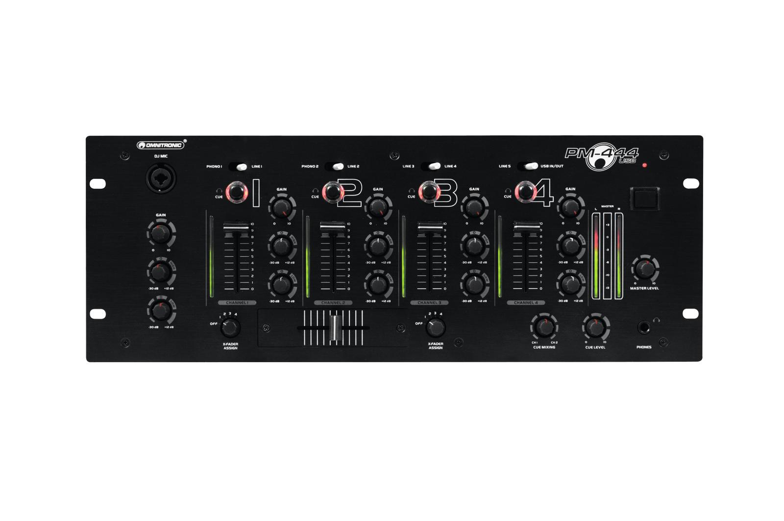 Omnitronic PM-444USB 4-Kanal-DJ-Mixer