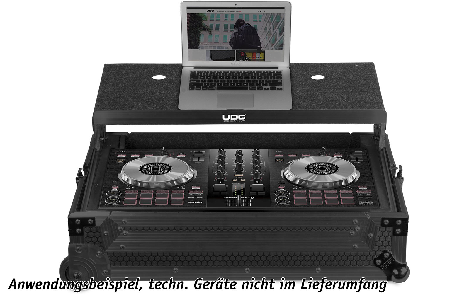 UDG Ultimate Flight Case Multi Format XL Black Plus (Laptop Shelf, Trolley & Wheels) (U91059BL)