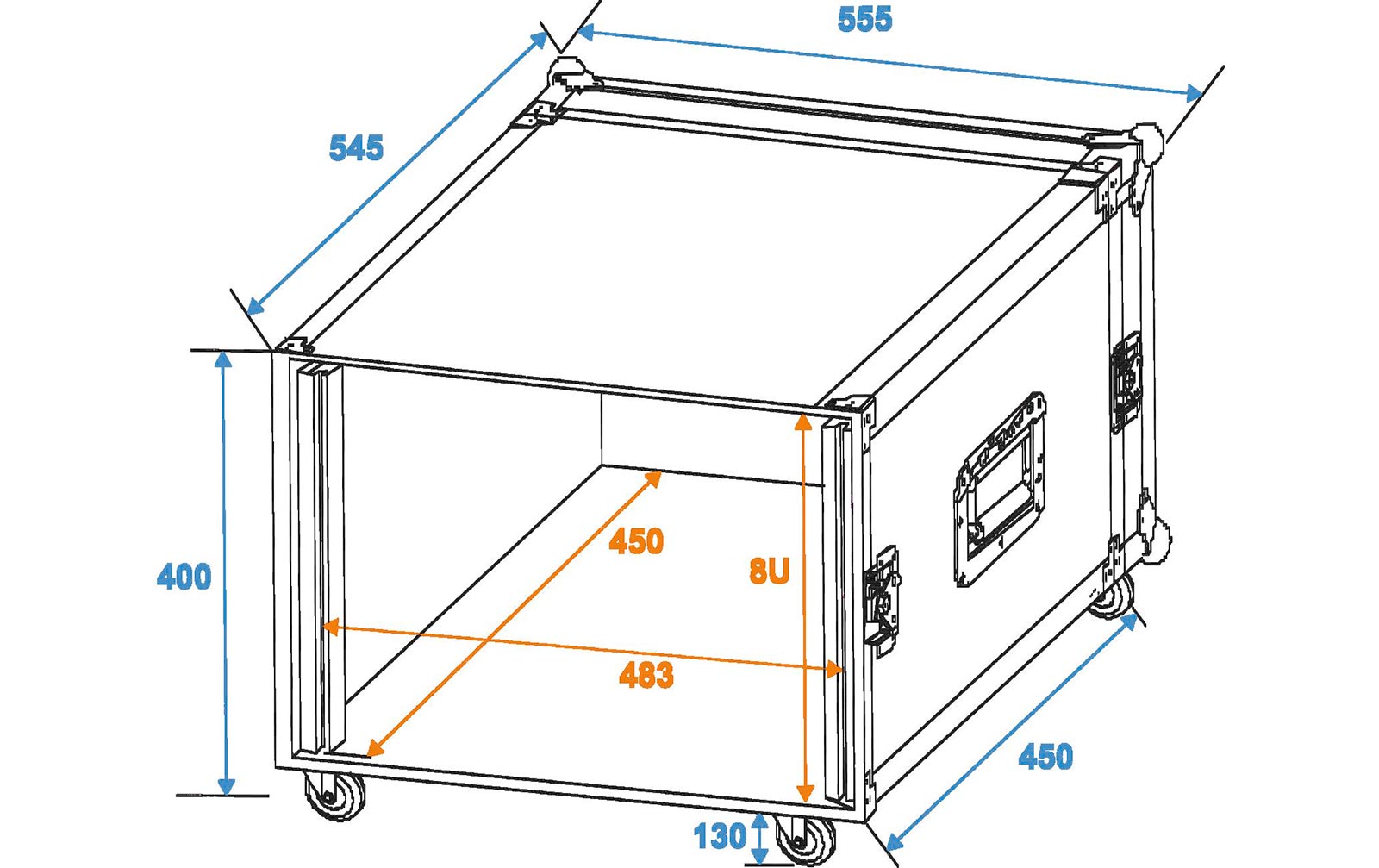 Roadinger Rack Profi 8HE 45cm mit Rollen