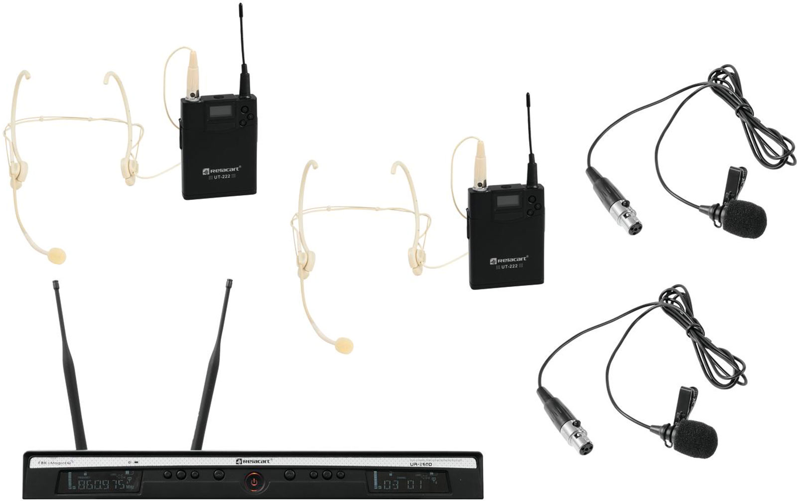 Relacart UR-260D Set - Bodypack mit Headset und Lavalier
