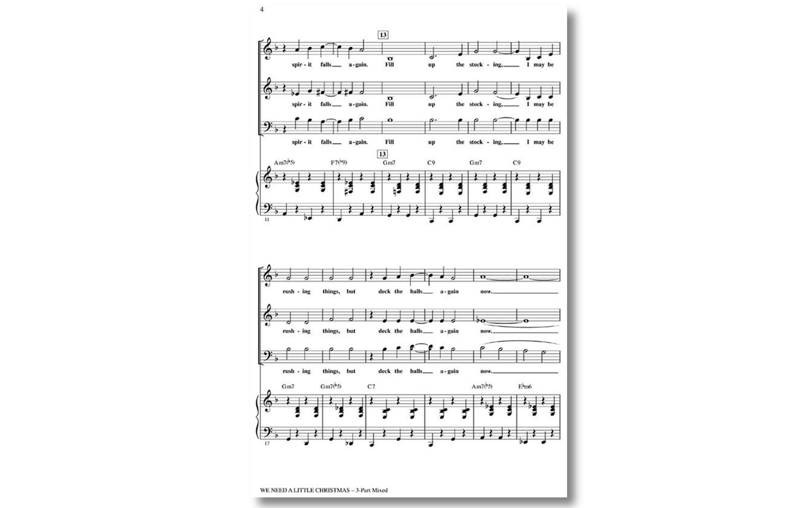 We Need A Little Christmas (from Mame), Jerry Herman, SAB + accompaniment, Chorpartitur, Sprache: English(UK)