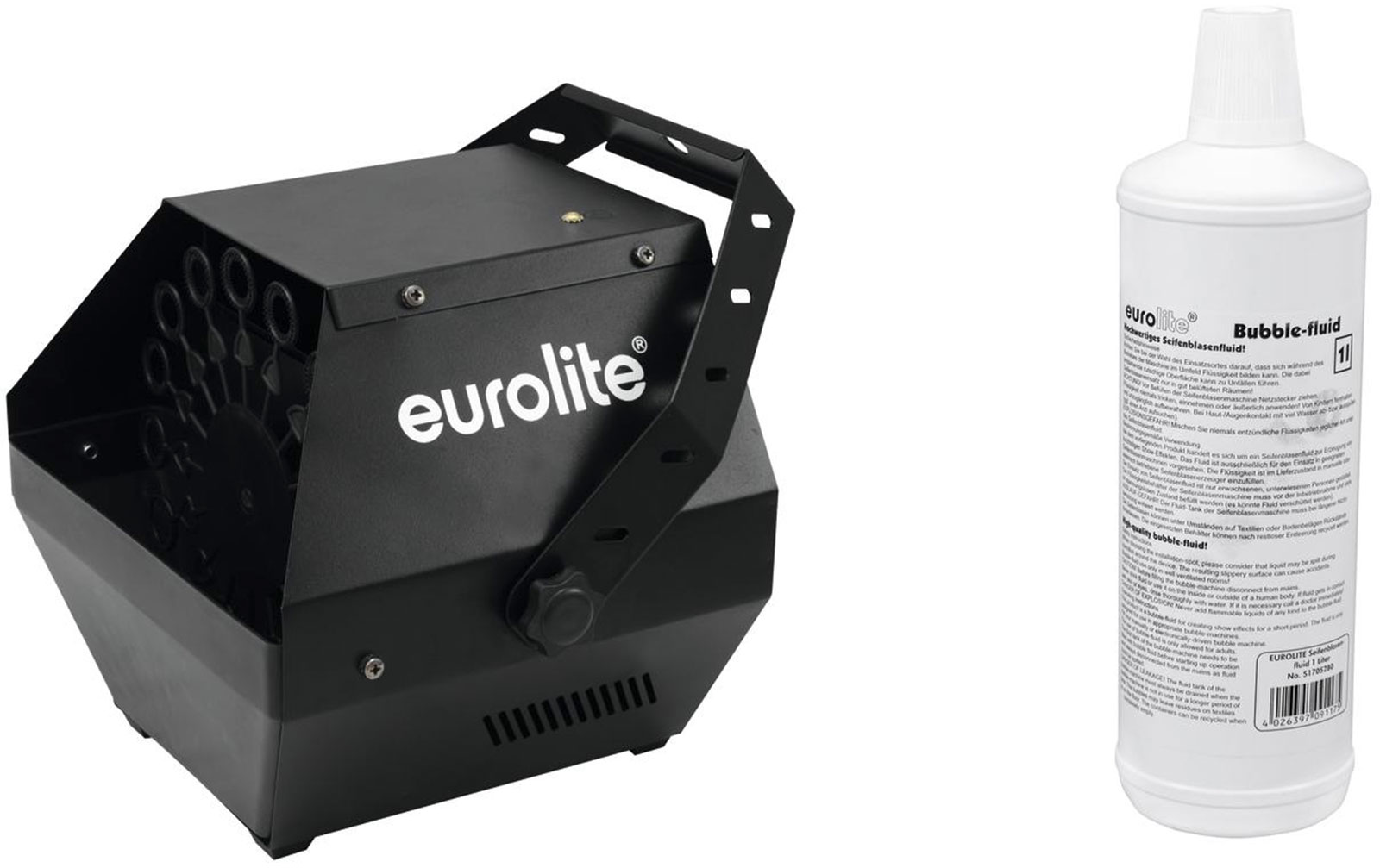 Eurolite Set B-90 Seifenblasenmaschine schwarz + Seifenblasenfluid