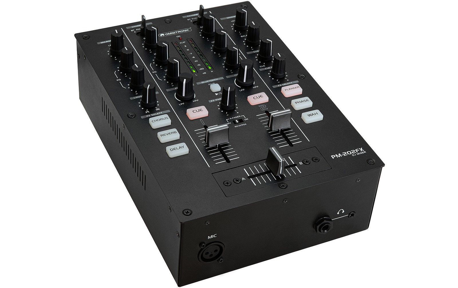 Omnitronic PM-202FX 2-Kanal-DJ-Mixer mit Filter, FX und Bluetooth