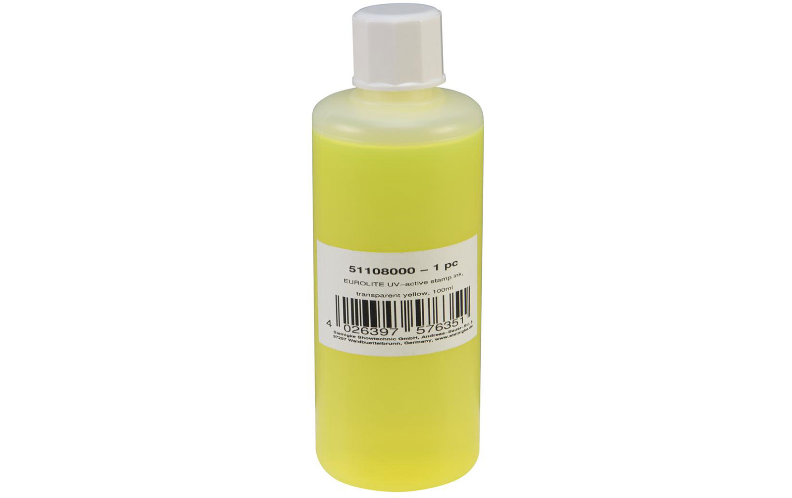 Eurolite UV-aktive Stempelfarbe, transparent gelb, 100ml